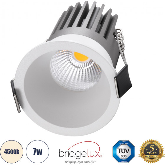 GloboStar MICRO-B ������� LED Spot Downlight TrimLess �6cm 7W 910lm 38� AC 220-240V IP20 �6 x �7.8cm - ��������� - ����� - ������ ����� 4500K - Bridgelux COB - 5 Years Warranty - (60242)