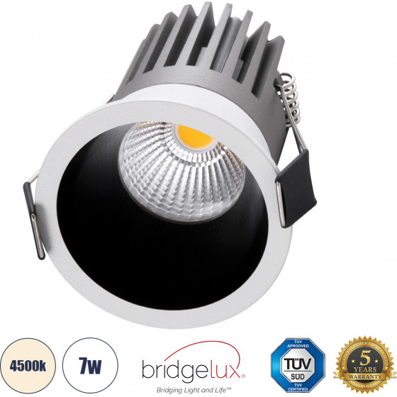 GloboStar MICRO-B ������� LED Spot Downlight TrimLess �6cm 7W 910lm 38� AC 220-240V IP20 �6 x �7.8cm - ��������� - ����� �� ����� �������� - ������ ����� 4500K - Bridgelux COB - 5 Years Warranty - (60240)