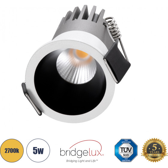 GloboStar MICRO-S ������� LED Spot Downlight TrimLess �4cm 5W 625lm 38� AC 220-240V IP20 �4 x �5.9cm - ��������� - ����� �� ����� �������� - ����� ����� 2700K - Bridgelux COB - 5 Years Warranty - (60235)