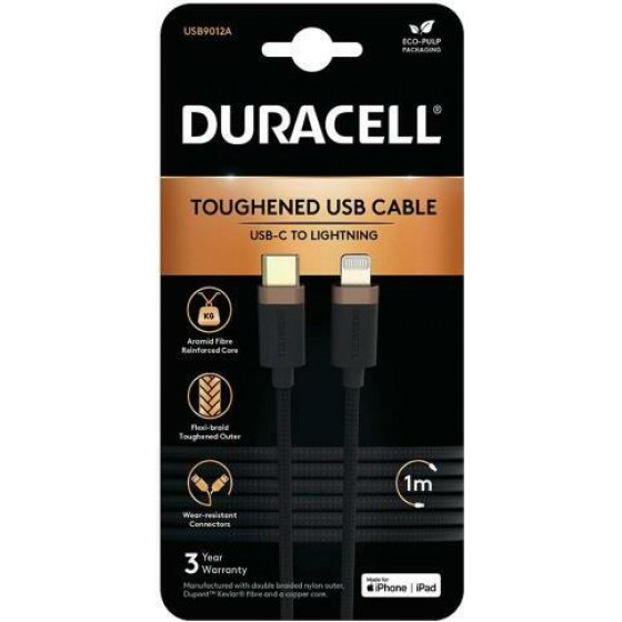 Duracell ������� �������� Usb 2.0 Braided Kevlar Usb C To Mfi Lightning 1m ����� - (USB9012A)