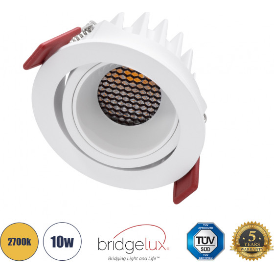GloboStar LEO-R ������� Led Spot Downlight Trimless �8.5cm 10W 1250lm 38� Ac 220-240V IP20 �8.5 x �6.6cm - ��������� - ��������� - ����� & Anti-Glare Honeycomb - ����� ����� 2700K - Bridgelux Cob - 5 Years Warranty - (60285)