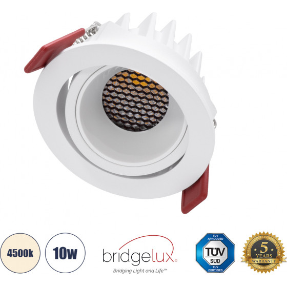 GloboStar LEO-R ������� Led Spot Downlight Trimless �8.5cm 10W 1300lm 38� Ac 220-240V IP20 �8.5 x �6.6cm - ��������� - ��������� - ����� & Anti-Glare Honeycomb - ������ ����� 4500K - Bridgelux Cob - 5 Years Warranty - (60284)