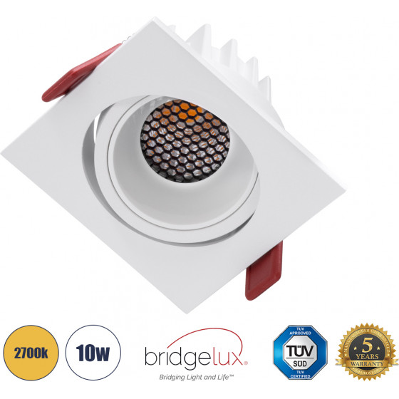 GloboStar LEO-Sq ������� Led Spot Downlight Trimless �8.5x�8.5cm 10W 1250lm 38� Ac 220-240V IP20 �8.5 x �8.5 x �6.6cm - ��������� - ��������� - ����� & Anti-Glare Honeycomb - ����� ����� 2700K - Bridgelux Cob - 5 Years Warranty - (60291)