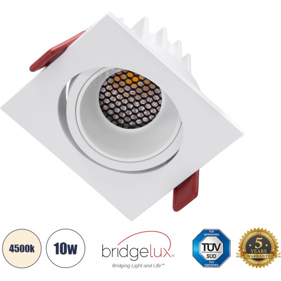 GloboStar LEO-Sq ������� Led Spot Downlight Trimless �8.5x�8.5cm 10W 1300lm 38� Ac 220-240V IP20 �8.5 x �8.5 x �6.6cm - ��������� - ��������� - ����� & Anti-Glare Honeycomb - ������ ����� 4500K - Bridgelux Cob - 5 Years Warranty - (60290)