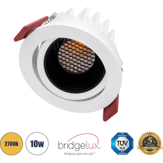 GloboStar LEO-R ������� Led Spot Downlight Trimless �8.5cm 10W 1250lm 38� Ac 220-240V IP20 �8.5 x �6.6cm - ��������� - ��������� - ����� �� ����� �������� & Anti-Glare Honeycomb - 2700K - Bridgelux Cob - 5 Years Warranty - (60283)