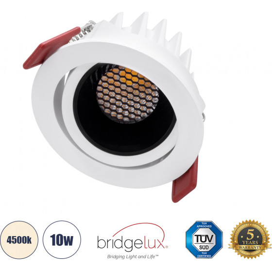 GloboStar LEO-R ������� Led Spot Downlight Trimless �8.5cm 10W 1300lm 38� Ac 220-240V IP20 �8.5 x �6.6cm - ��������� - ��������� - ����� �� ����� �������� & Anti-Glare Honeycomb - 4500K - Bridgelux Cob - 5 Years Warranty - (60282)
