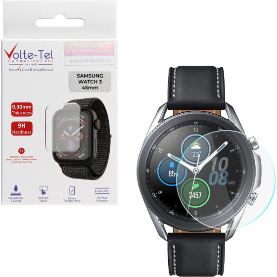 Volte-Tel Tempered Glass Samsung Watch 3 45mm R840/R845 1.40'' 9H 0.30mm 2.5D Full Glue Full Cover - (5205308281082)