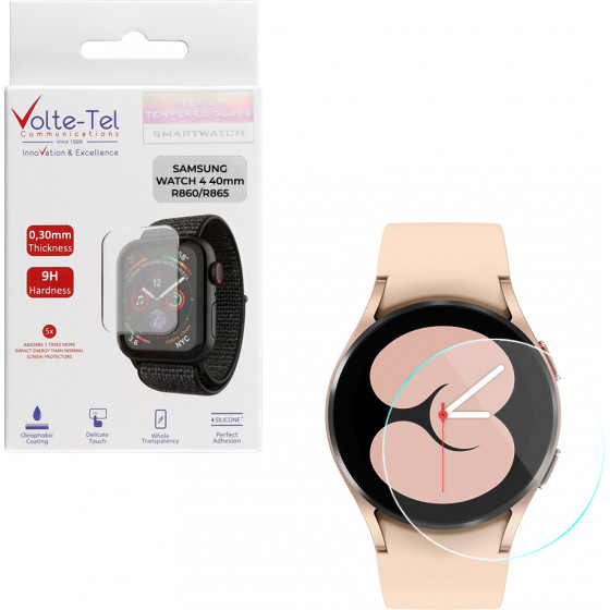 Volte-Tel Tempered Glass Samsung Watch 4 40mm R860/R865 1.20'' 9H 0.30mm 2.5D Full Glue Full Cover - (5205308306877)