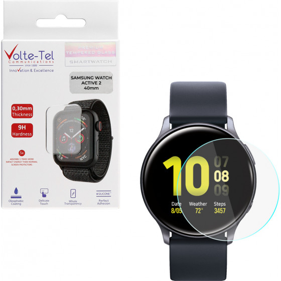 Volte-Tel Tempered Glass Samsung Watch Active 2 40mm R830/R835 1.20'' 9H 0.30mm 2.5D Full Glue Full Cover - (5205308281037)