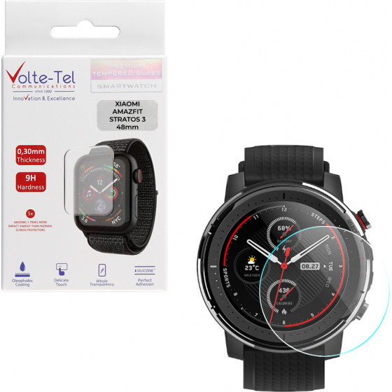 Volte-Tel Tempered Glass Xiaomi Amazfit Stratos 3 48mm 1.34'' 9H 0.30mm 2.5D Full Glue Full Cover - (5205308285929)