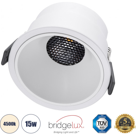 GloboStar PLUTO-B ������� Led Spot Downlight Trimless �10.4cm 15W 1950lm 38� Ac 220-240V IP20 �10.4 x �6.5cm - ��������� - ����� & Anti-Glare Honeycomb - ������ ����� 4500K - Bridgelux Cob - 5 Years Warranty - (60260)