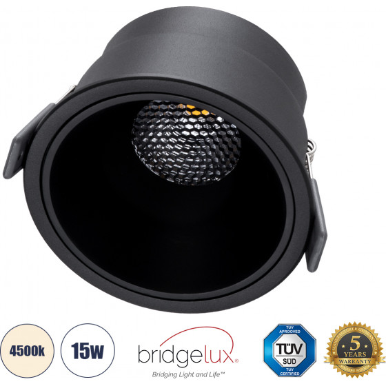 GloboStar PLUTO-B ������� Led Spot Downlight Trimless �10.4cm 15W 1950lm 38� Ac 220-240V IP20 �10.4 x �6.5cm - ��������� - ����� & Anti-Glare Honeycomb - ������ ����� 4500K - Bridgelux Cob - 5 Years Warranty - (60262)