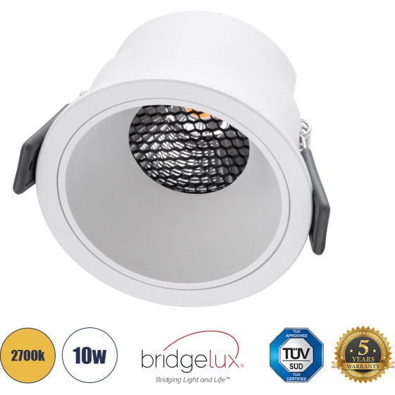 GloboStar PLUTO-M ������� Led Spot Downlight Trimless �8.4cm 10W 1250lm 38� Ac 220-240V IP20 �8.4 x �5.9cm - ��������� - ����� & Anti-Glare Honeycomb - ����� ����� 2700K - Bridgelux Cob - 5 Years Warranty - (60255)