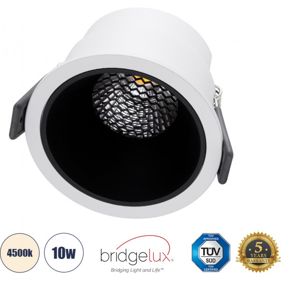 GloboStar PLUTO-M ������� Led Spot Downlight Trimless �8.4cm 10W 1300lm 38� Ac 220-240V IP20 �8.4 x �5.9cm - ��������� - ����� �� ����� �������� & Anti-Glare Honeycomb - ������ ����� 4500K - Bridgelux Cob - 5 Years Warranty - (60252)