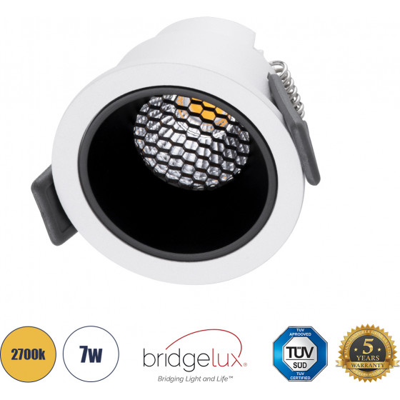 GloboStar PLUTO-S ������� Led Spot Downlight Trimless �6.4cm 7W 875lm 38� Ac 220-240V IP20 �6.4 x �4.9cm - ��������� - ����� �� ����� �������� & Anti-Glare Honeycomb - ����� ����� 2700K - Bridgelux Cob - 5 Years Warranty - (60247)