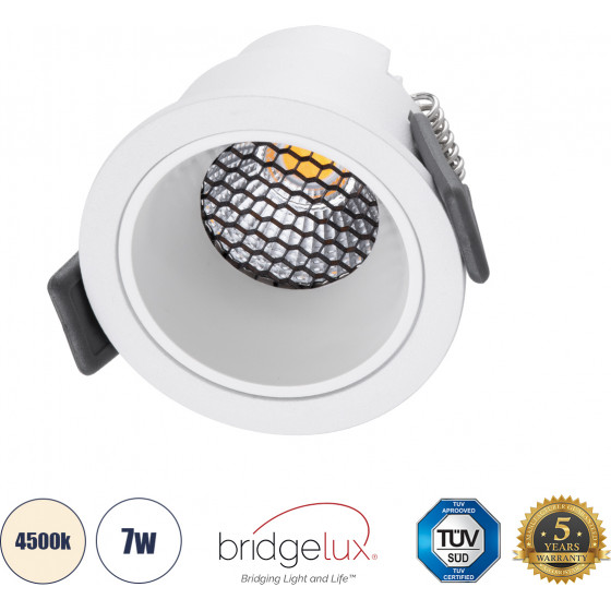 GloboStar PLUTO-S ������� Led Spot Downlight Trimless �6.4cm 7W 910lm 38� Ac 220-240V IP20 �6.4 x �4.9cm - ��������� - ����� & Anti-Glare Honeycomb - ������ ����� 4500K - Bridgelux Cob - 5 Years Warranty - (60248)