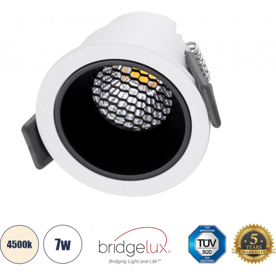 GloboStar PLUTO-S ������� Led Spot Downlight Trimless �6.4cm 7W 910lm 38� Ac 220-240V IP20 �6.4 x �4.9cm - ��������� - ����� �� ����� �������� & Anti-Glare Honeycomb - ������ ����� 4500K - Bridgelux Cob - 5 Years Warranty - (60246)