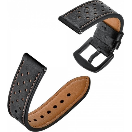 Tech-Protect Replacment Band Leather For Samsung Watch 46 Mm Black - (TPRIBLWB)