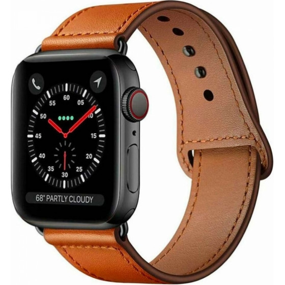 Tech-Protect Replacment Band Leatherfit For Apple Watch 4 / 5 / 6 / 7 / Se (42 / 44 / 45 MM) Brown - (TPRBLFI5PB)