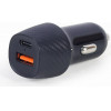 LAMTECH 2-PORT USB CAR FAST CHARGER TYPE-C PD 18W BLACK - (LAM023855)