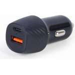 LAMTECH 2-PORT USB CAR FAST CHARGER TYPE-C PD 18W BLACK - (LAM023855)