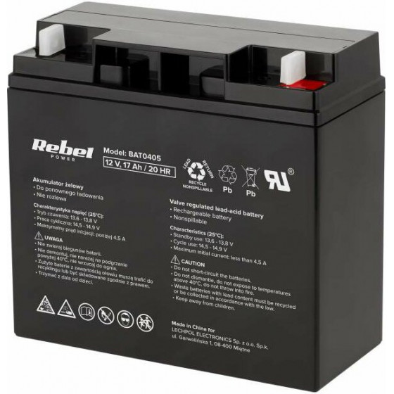 Rebel �������� �������� GEL 12V 17Ah 181x77x167mm - (BAT0405)