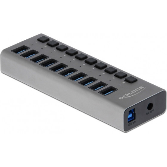 DeLock Usb Hub �� ��������� 10x USB, 5Gbps, LED, ���� - (63670)