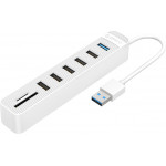 Orico Usb Hub TWU32-6AST, 6x Usb ports, SD/Tf ports, ����� - (TWU32-6AST-WH-EP)