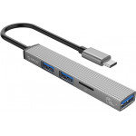Orico USB-C Hub AH-12F, 3x Usb ports, Micro Sd port, ���� - (AH-12F-GY-BP)