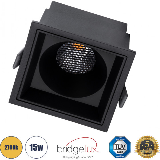 GloboStar PLUTO-B ������� Led Spot Downlight Trimless �10.4x�10.4cm 15W 1875lm 38� Ac 220-240V IP20 �10.4 x �10.4 x �6.5cm - ��������� - ����� & Anti-Glare Honeycomb - ����� ����� 2700K - Bridgelux Cob - 5 Years Warranty - (60281)
