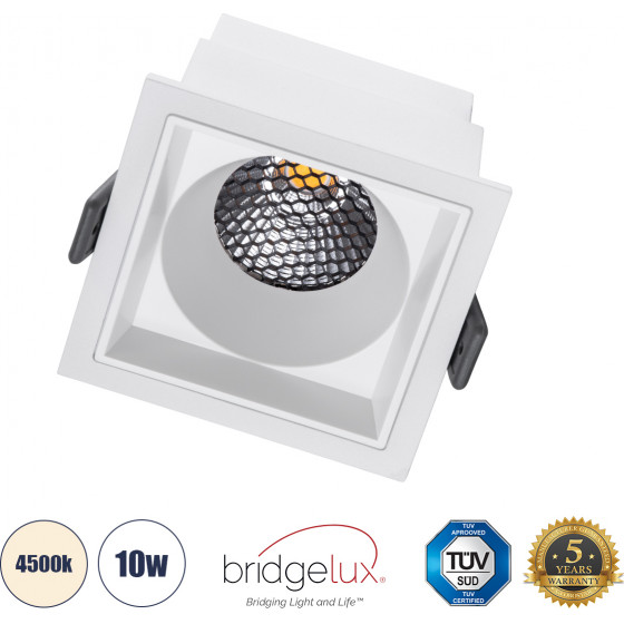 GloboStar PLUTO-M ������� Led Spot Downlight Trimless �8.4x�8.4cm 10W 1300lm 38� Ac 220-240V IP20 �8.4 x �8.4 x �5.9cm - ��������� - ����� & Anti-Glare Honeycomb - ������ ����� 4500K - Bridgelux Cob - 5 Years Warranty - (60272)