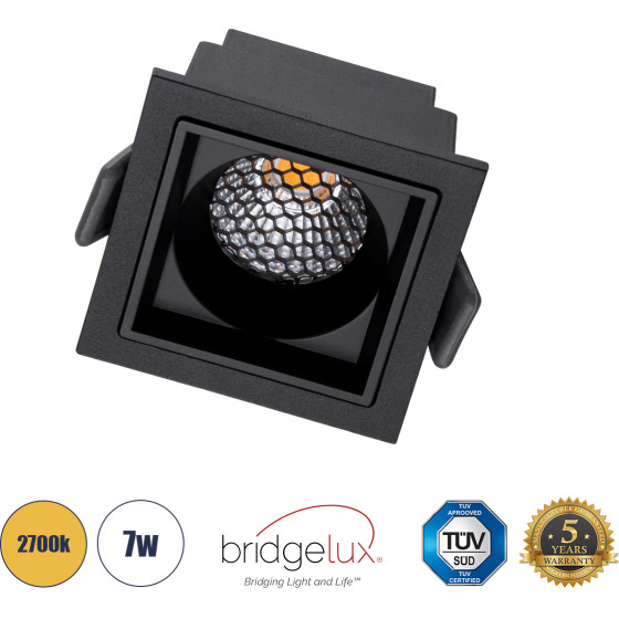 GloboStar PLUTO-S ������� Led Spot Downlight Trimless �6.4x�6.4cm 7W 875lm 38� Ac 220-240V IP20 �6.4 x �6.4 x �4.9cm - ��������� - ����� & Anti-Glare Honeycomb - ����� ����� 2700K - Bridgelux Cob - 5 Years Warranty - (60269)