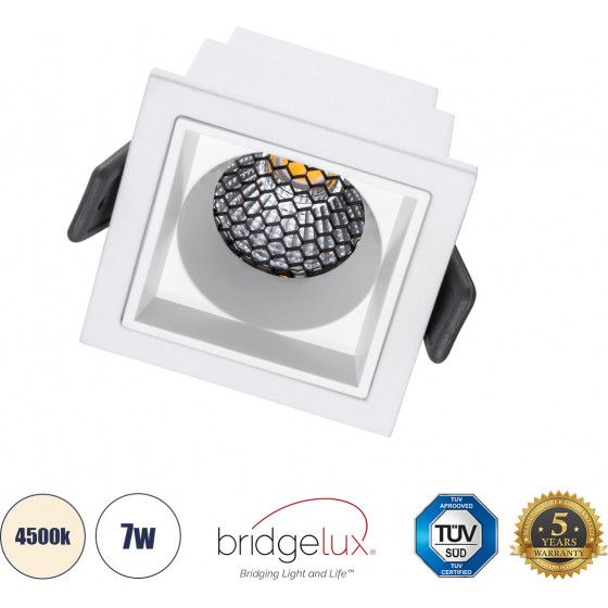 GloboStar PLUTO-S ������� Led Spot Downlight Trimless �6.4x�6.4cm 7W 910lm 38� Ac 220-240V IP20 �6.4 x �6.4 x �4.9cm - ��������� - ����� & Anti-Glare Honeycomb - ������ ����� 4500K - Bridgelux Cob - 5 Years Warranty - (60266)