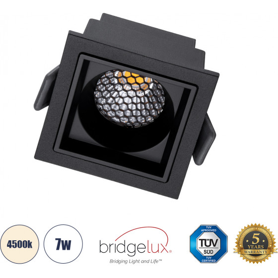 GloboStar PLUTO-S ������� Led Spot Downlight Trimless �6.4x�6.4cm 7W 910lm 38� Ac 220-240V IP20 �6.4 x �6.4 x �4.9cm - ��������� - ����� & Anti-Glare Honeycomb - ������ ����� 4500K - Bridgelux Cob - 5 Years Warranty - (60268)