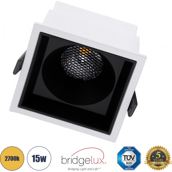 GloboStar PLUTO-B ������� Led Spot Downlight �10.4x�10.4cm 15W 1875lm 38� Ac 220-240V IP20 �10.4 x �10.4 x �6.5cm - ��������� - ����� �� ����� �������� & Anti-Glare Honeycomb - ����� ����� 2700K - Bridgelux Cob - 5 Years Warranty - (60277)