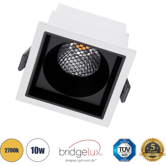 GloboStar PLUTO-M ������� Led Spot Downlight �8.4x�8.4cm 10W 1250lm 38� Ac 220-240V IP20 �8.4 x �8.4 x �5.9cm - ��������� - ����� �� ����� �������� & Anti-Glare Honeycomb - ����� ����� 2700K - Bridgelux Cob - 5 Years Warranty - (60271)