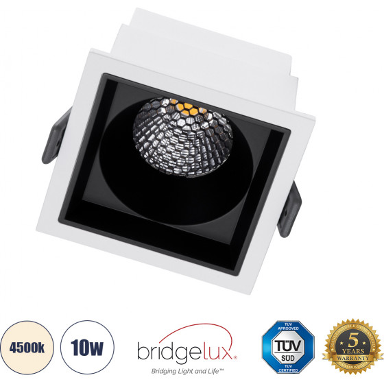 GloboStar PLUTO-M ������� Led Spot Downlight �8.4x�8.4cm 10W 1300lm 38� Ac 220-240V IP20 �8.4 x �8.4 x �5.9cm - ��������� - ����� �� ����� �������� & Anti-Glare Honeycomb - ������ ����� 4500K - Bridgelux Cob - 5 Years Warranty - (60270)
