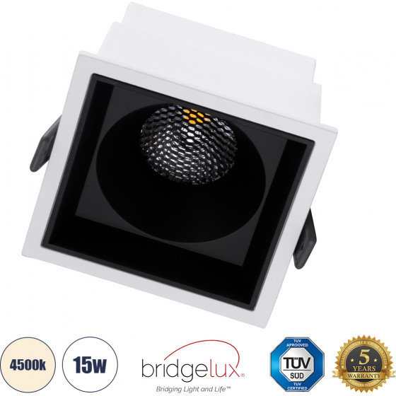 GloboStar PLUTO-B ������� Led Spot Downlight �10.4x�10.4cm 15W 1950lm 38� Ac 220-240V IP20 �10.4 x �10.4 x �6.5cm - ��������� - ����� �� ����� �������� & Anti-Glare Honeycomb -������ ����� 4500K - Bridgelux Cob - 5 Years Warranty - (60276)