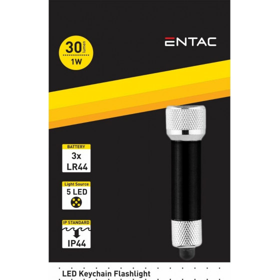 Entac Flashlight 5LED Keychain Black - (EFL-5LED-KC-BL)