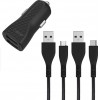 ENERGIZER DC2BLCMM CAR CHARGER LW 2.4A 2USB+USB-C2.0 +Micro Cable Black
