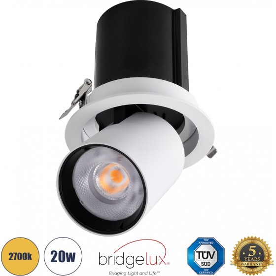 GloboStar VIRGO-B ������� LED Spot Downlight TrimLess �13.5cm 20W 2500lm 36� AC 220-240V IP20 �13.5cm x �14cm - ��������� - ����� �� ����� �������� - ����� ����� 2700K - Bridgelux COB - 5 Years Warranty - (60311)