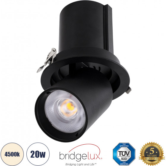 GloboStar VIRGO-B ������� LED Spot Downlight TrimLess �13.5cm 20W 2600lm 36� AC 220-240V IP20 �13.5cm x �14cm - ��������� - ����� - ������ ����� 4500K - Bridgelux COB - 5 Years Warranty - (60312)