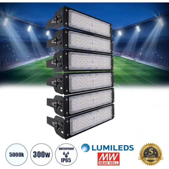 GloboStar GOLIATH LED ��������� ������� - ��������� Tunnel 300W 48000LM 75�*135� AC 100-277V IP65 - ����� ����� 5000K - MeanWell Driver & LumiLEDs Chip - 5 Years Warranty - (90100-6)