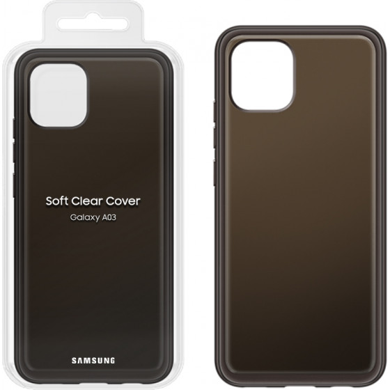 Samsung ���� A03 A035 6.5'' Soft Clear Cover Black Packing Or - (EF-QA036TBEGEU)