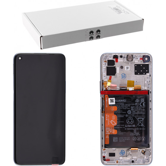 HUAWEI P40 LITE 5G ����� + TOUCH SCREEN + LENS + FRAME + BATTERY SILVER SERVICE PACK - (02353SUQ)