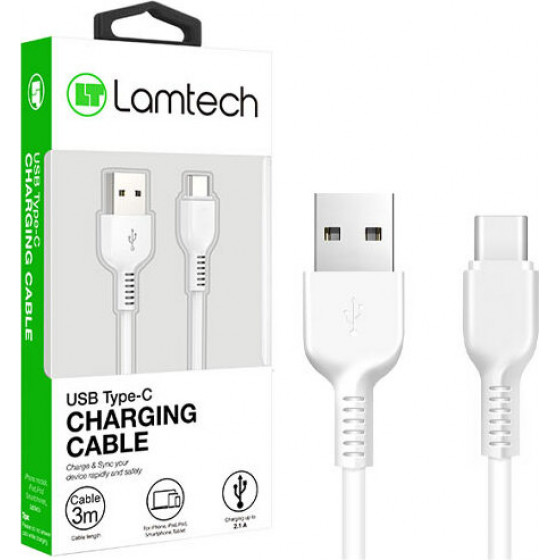Lamtech Datacable Type C 3M White - (LAM111702)