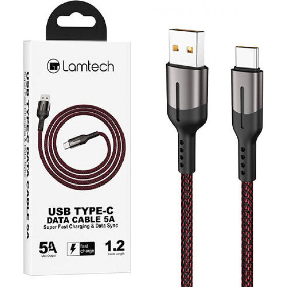 Lamtech Usb TYPE-C Data Cable 5A 1,2M Black - (LAM111849)