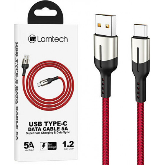 Lamtech Usb TYPE-C Data Cable 5A 1,2M Red - (LAM111856)