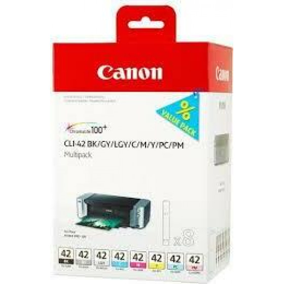 Canon Ink CLI-42 8ink Multi Pack (Black Cyan Magenta Yellow Grey Light grey Photo magenta Photo cyan) - (6384B010)