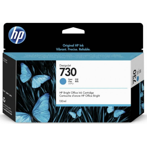 Hewlett Packard HP 730 130 ml Cyan Ink Cartridge - (P2V62A)